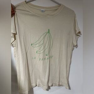 Clair V-Cream T-Shirt with Green Banana Graphic
